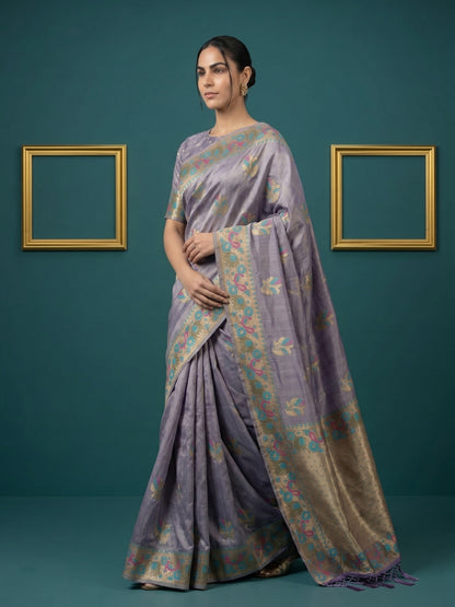 Women's Tissue Saree With Unstitched Blouse Piece