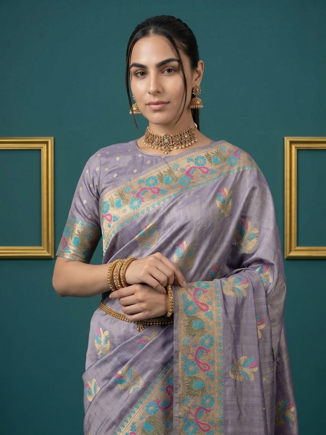 Women's Tissue Saree With Unstitched Blouse Piece