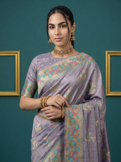 Women's Tissue Saree With Unstitched Blouse Piece