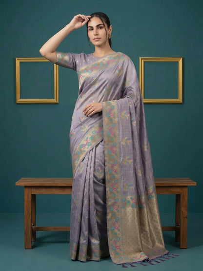 Women's Tissue Saree With Unstitched Blouse Piece