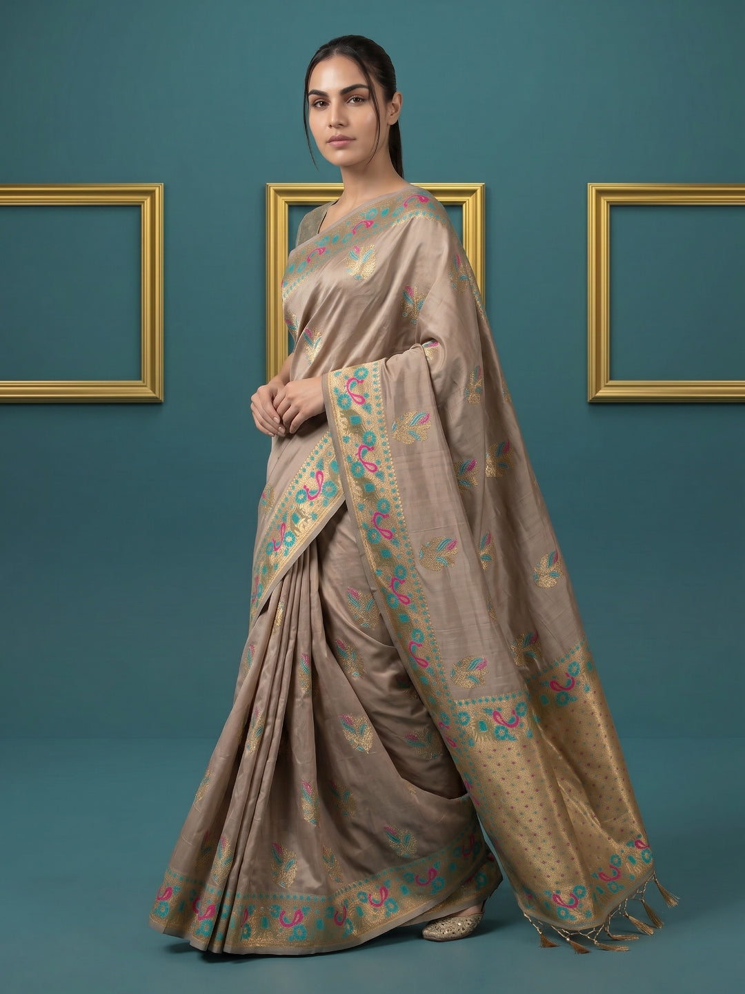Women's Tissue Saree With Unstitched Blouse Piece