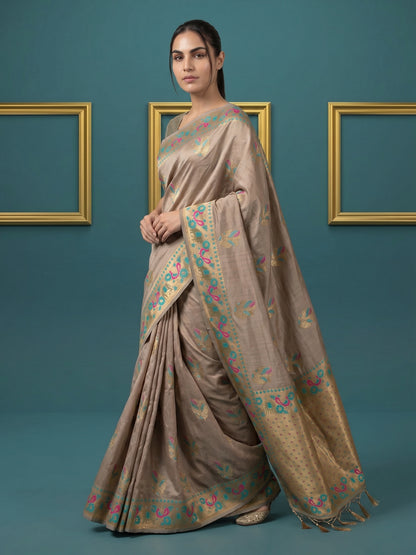 Women's Tissue Saree With Unstitched Blouse Piece