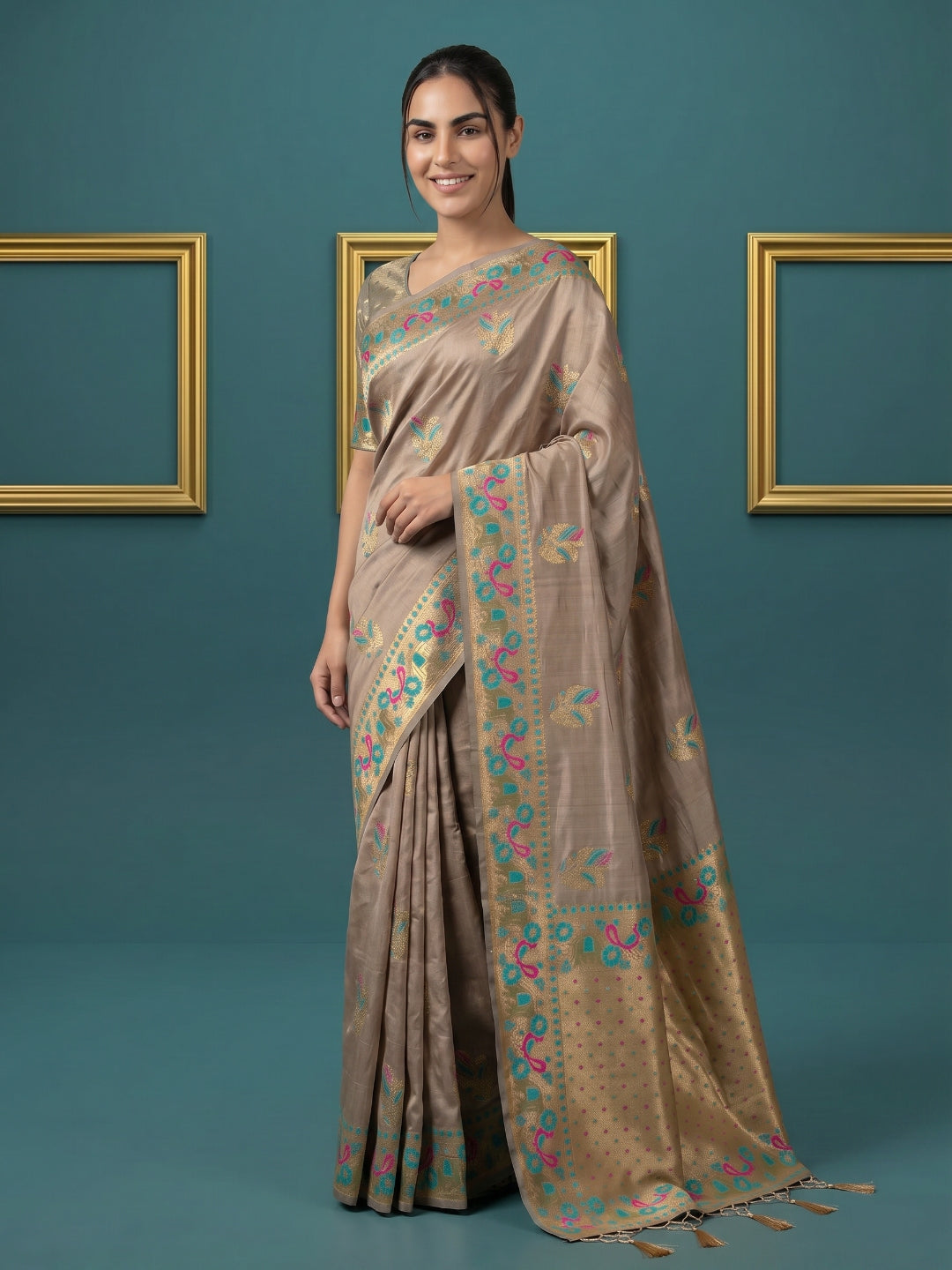 Women's Tissue Saree With Unstitched Blouse Piece