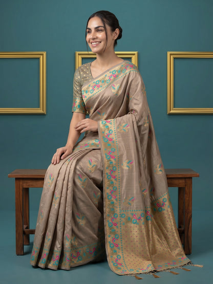 Women's Tissue Saree With Unstitched Blouse Piece