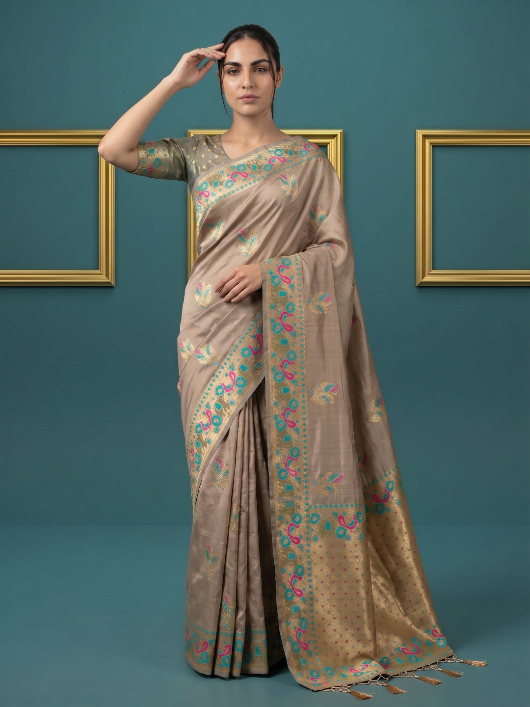 Women's Tissue Saree With Unstitched Blouse Piece