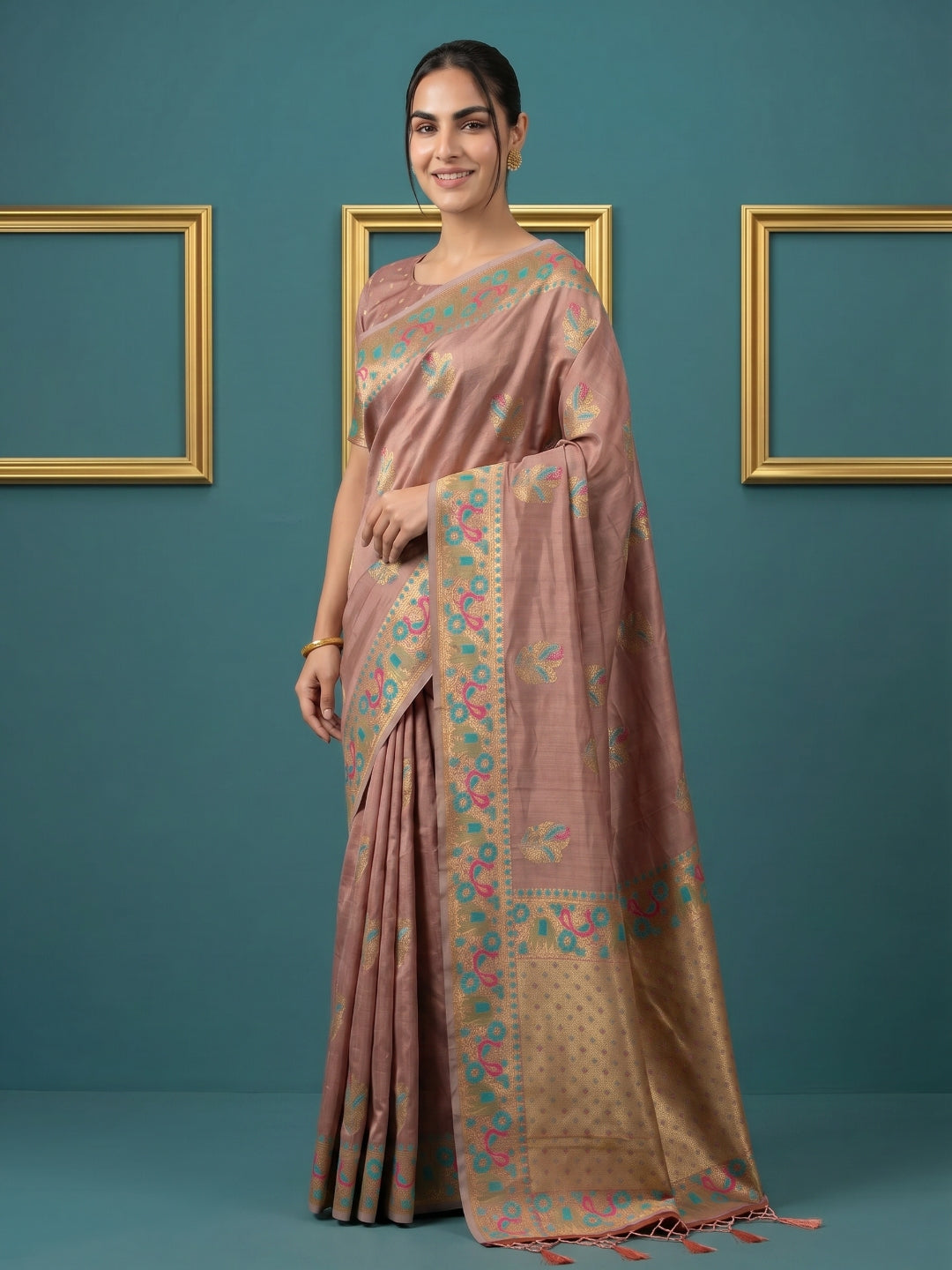 Women's Tissue Saree With Unstitched Blouse Piece