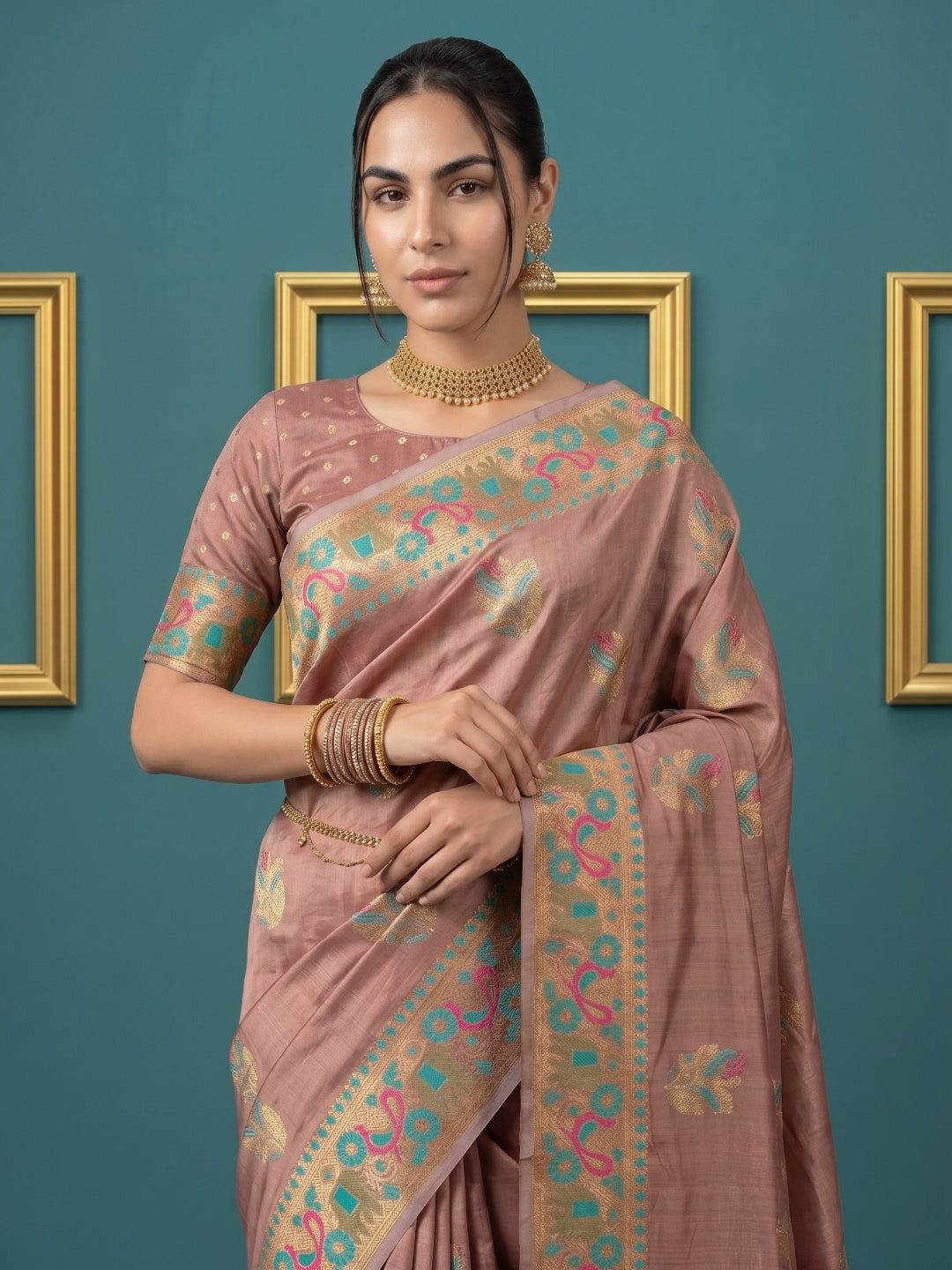 Women's Tissue Saree With Unstitched Blouse Piece