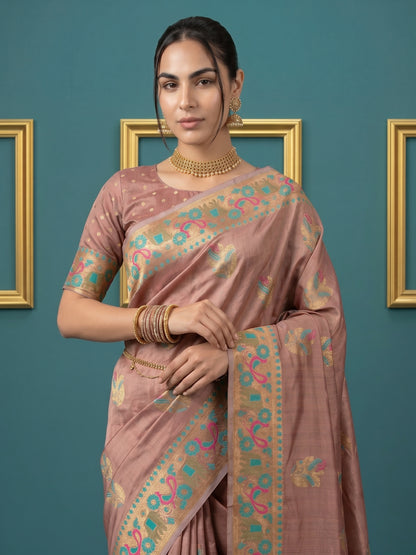 Women's Tissue Saree With Unstitched Blouse Piece