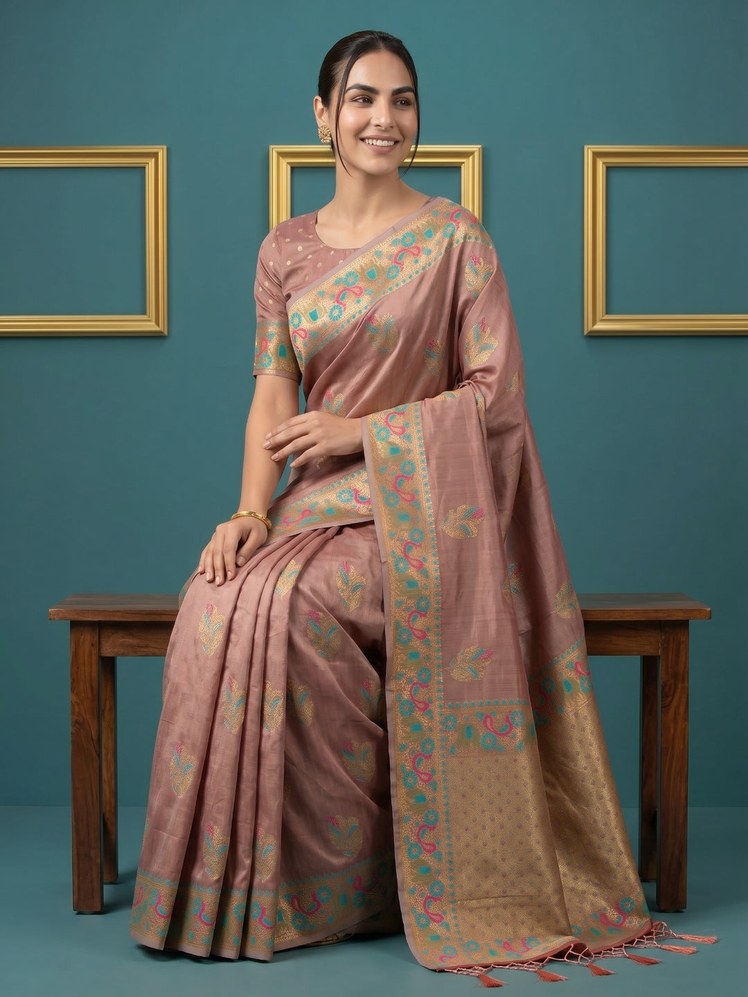 Women's Tissue Saree With Unstitched Blouse Piece