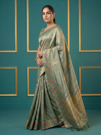 Women's Tissue Saree With Unstitched Blouse Piece