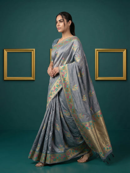 Women's Tissue Saree With Unstitched Blouse Piece