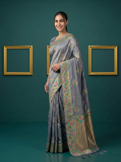 Women's Tissue Saree With Unstitched Blouse Piece
