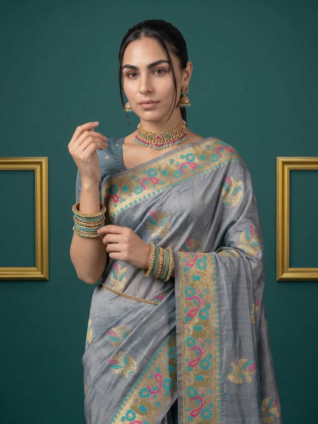 Women's Tissue Saree With Unstitched Blouse Piece