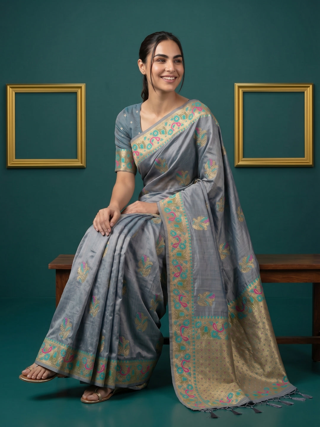 Women's Tissue Saree With Unstitched Blouse Piece