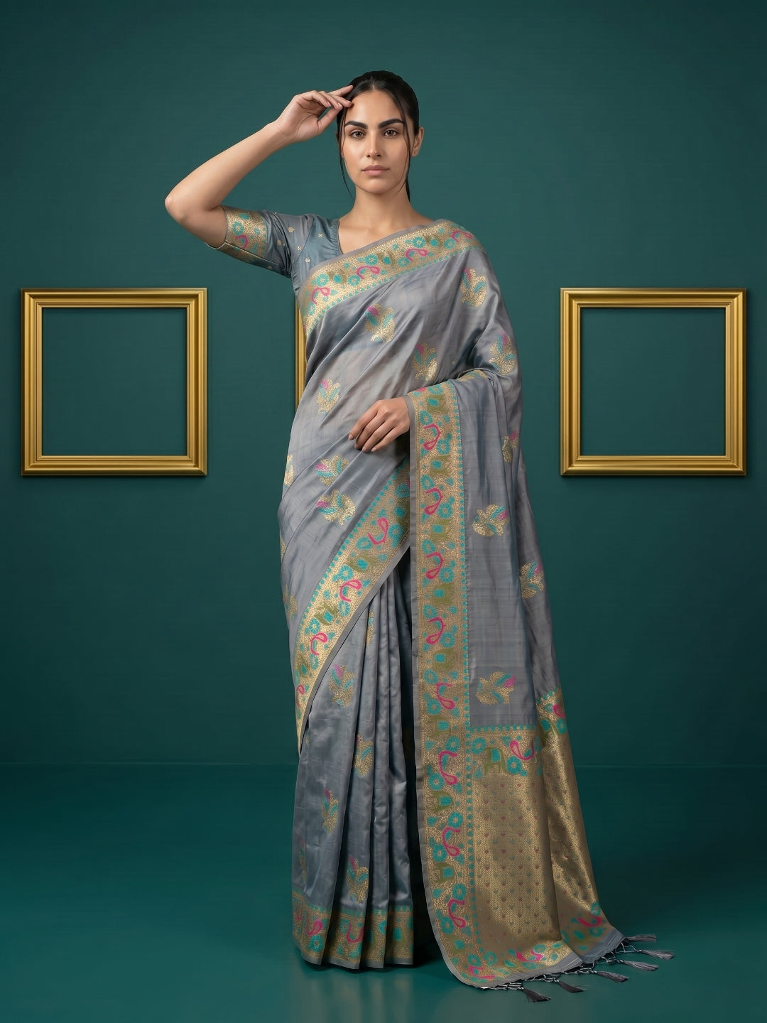 Women's Tissue Saree With Unstitched Blouse Piece