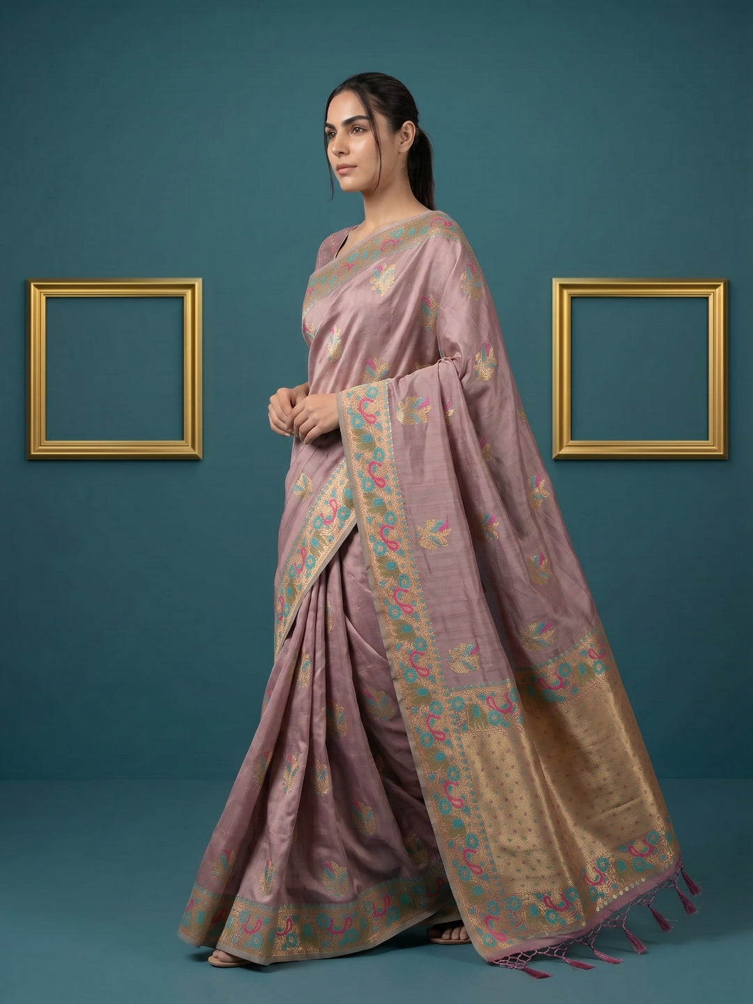 Women's Tissue Saree With Unstitched Blouse Piece