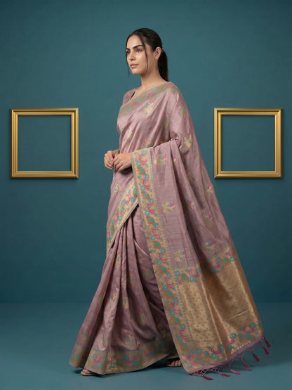 Women's Tissue Saree With Unstitched Blouse Piece
