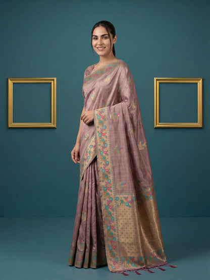 Women's Tissue Saree With Unstitched Blouse Piece