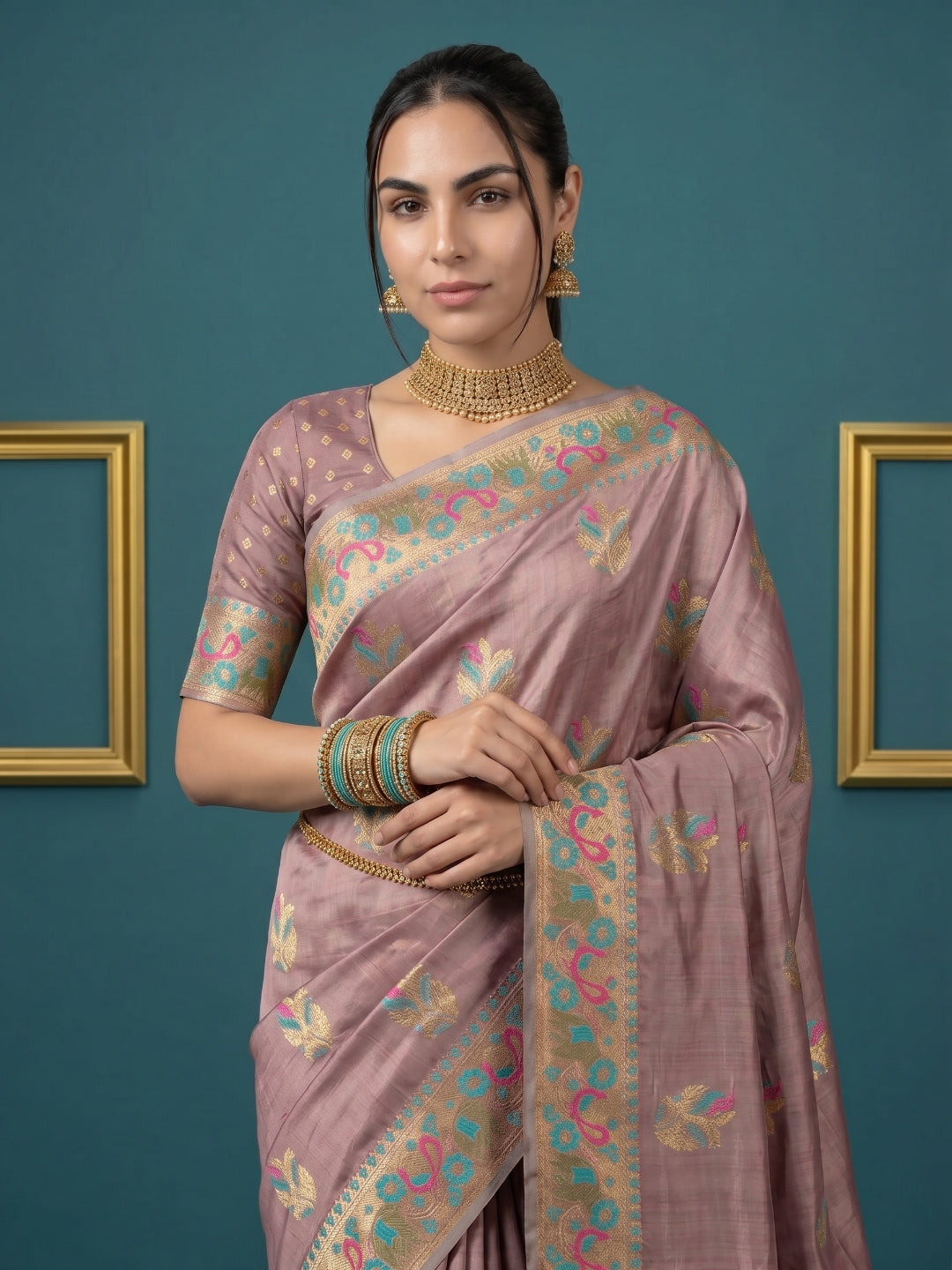 Women's Tissue Saree With Unstitched Blouse Piece