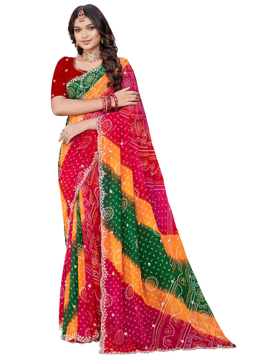 Women's Georgette Saree With Unstitched Blouse Piece