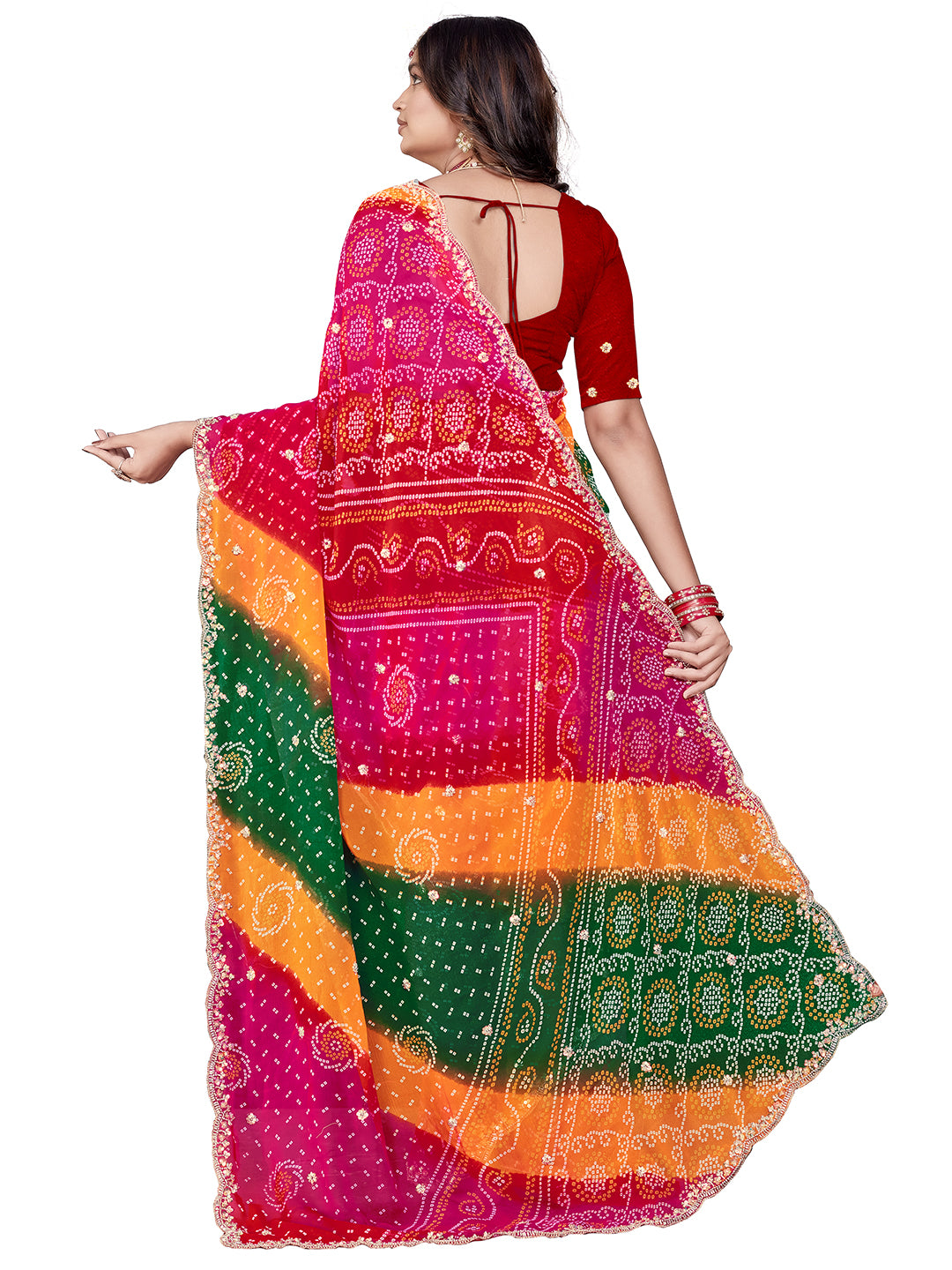 Women's Georgette Saree With Unstitched Blouse Piece