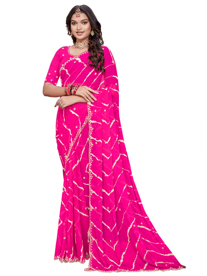 Women's Georgette Saree With Unstitched Blouse Piece