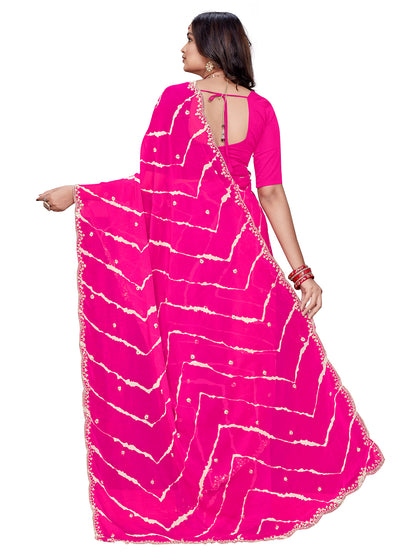 Women's Georgette Saree With Unstitched Blouse Piece