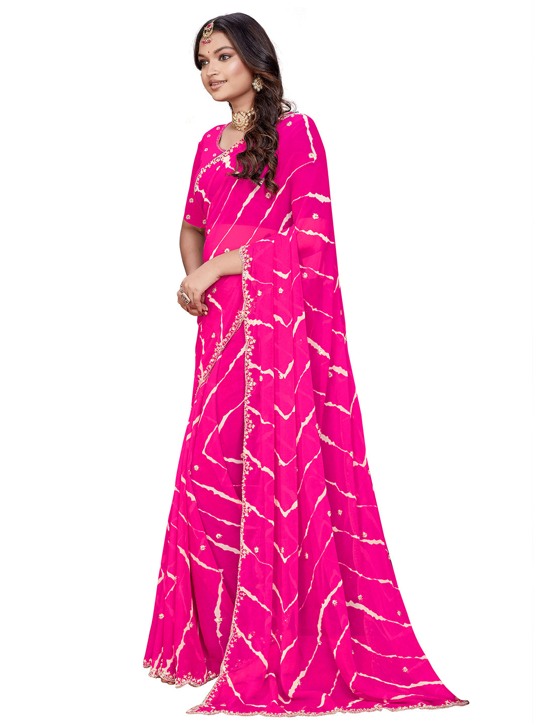 Women's Georgette Saree With Unstitched Blouse Piece