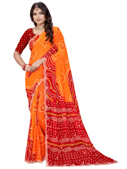 Women's Georgette Saree With Unstitched Blouse Piece