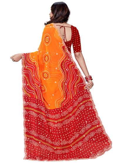 Women's Georgette Saree With Unstitched Blouse Piece