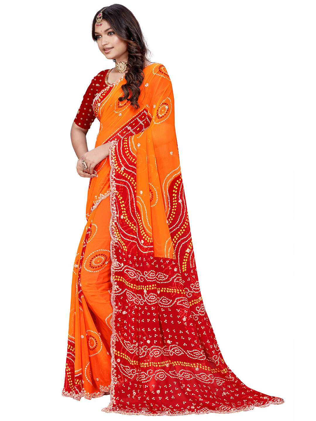 Women's Georgette Saree With Unstitched Blouse Piece