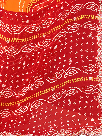 Women's Georgette Saree With Unstitched Blouse Piece