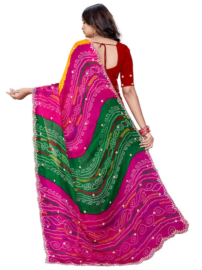 Women's Georgette Saree With Unstitched Blouse Piece