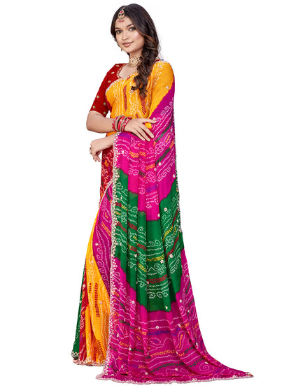 Women's Georgette Saree With Unstitched Blouse Piece