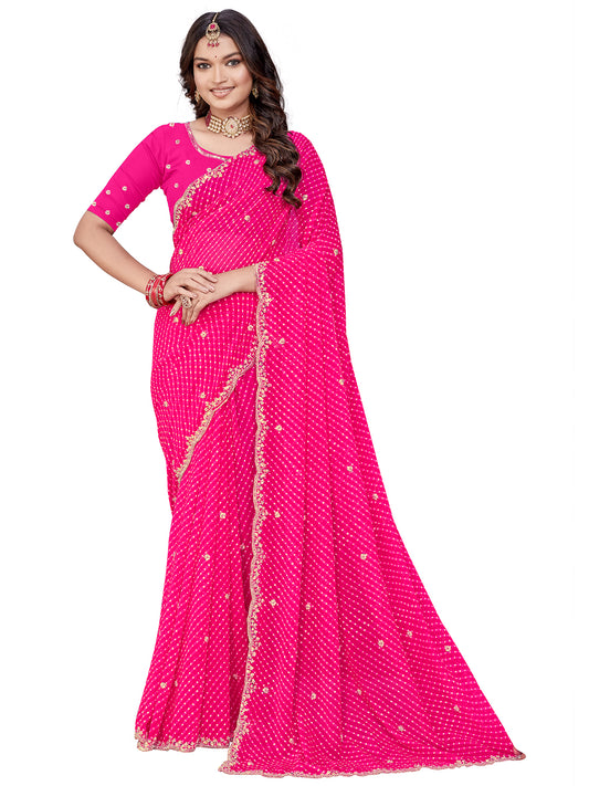 Women's Georgette Saree With Unstitched Blouse Piece