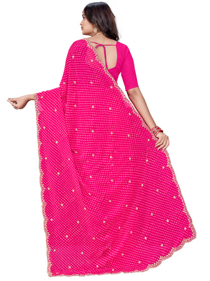 Women's Georgette Saree With Unstitched Blouse Piece