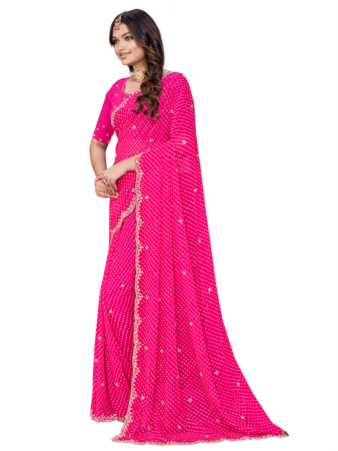 Women's Georgette Saree With Unstitched Blouse Piece