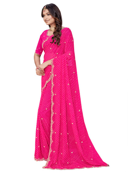 Women's Georgette Saree With Unstitched Blouse Piece