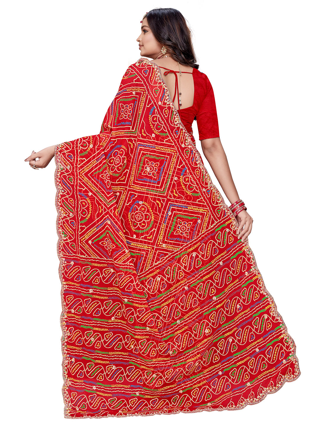 Women's Georgette Saree With Unstitched Blouse Piece