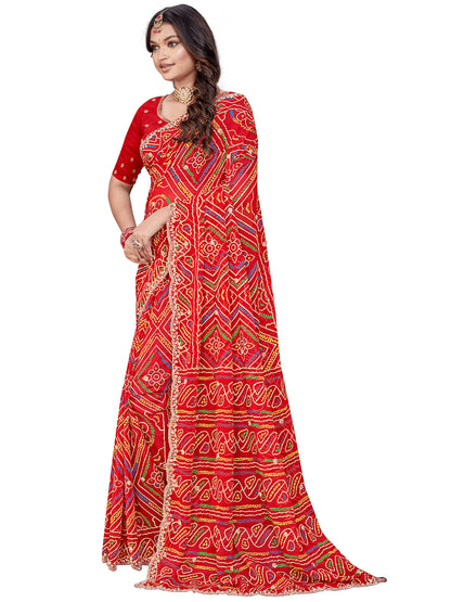 Women's Georgette Saree With Unstitched Blouse Piece