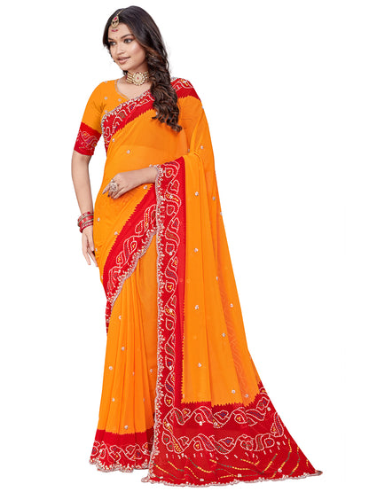 Women's Georgette Saree With Unstitched Blouse Piece