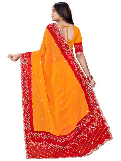 Women's Georgette Saree With Unstitched Blouse Piece