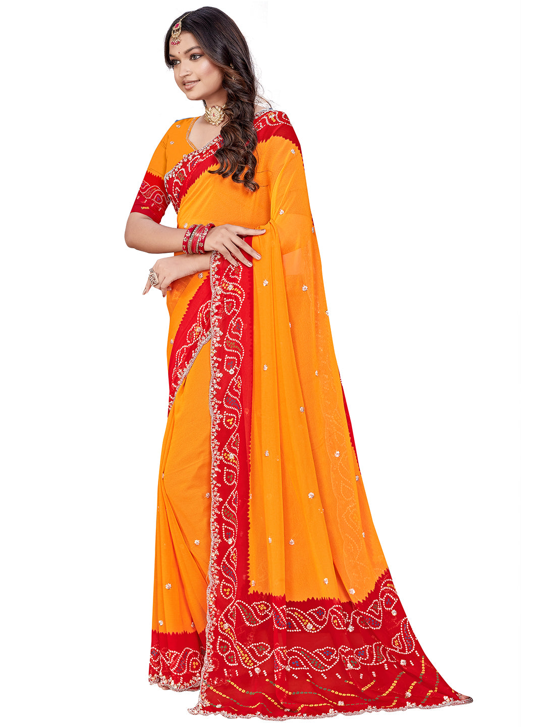 Women's Georgette Saree With Unstitched Blouse Piece