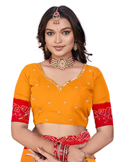Women's Georgette Saree With Unstitched Blouse Piece