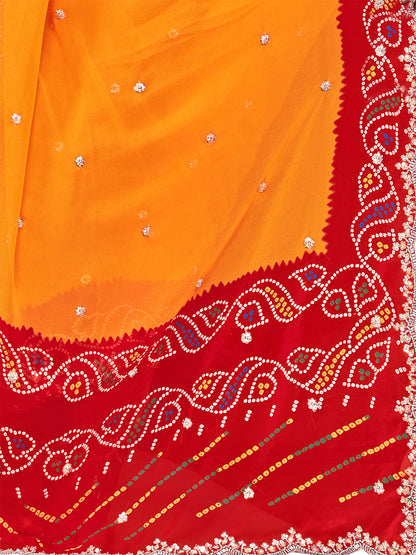 Women's Georgette Saree With Unstitched Blouse Piece