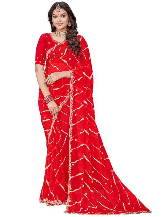 Women's Georgette Saree With Unstitched Blouse Piece