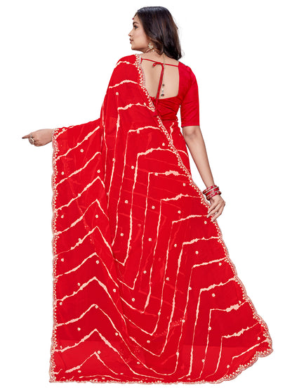 Women's Georgette Saree With Unstitched Blouse Piece
