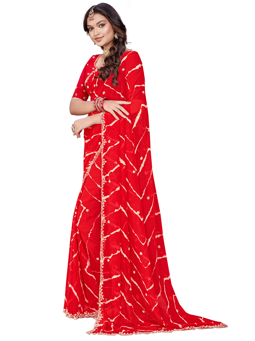 Women's Georgette Saree With Unstitched Blouse Piece