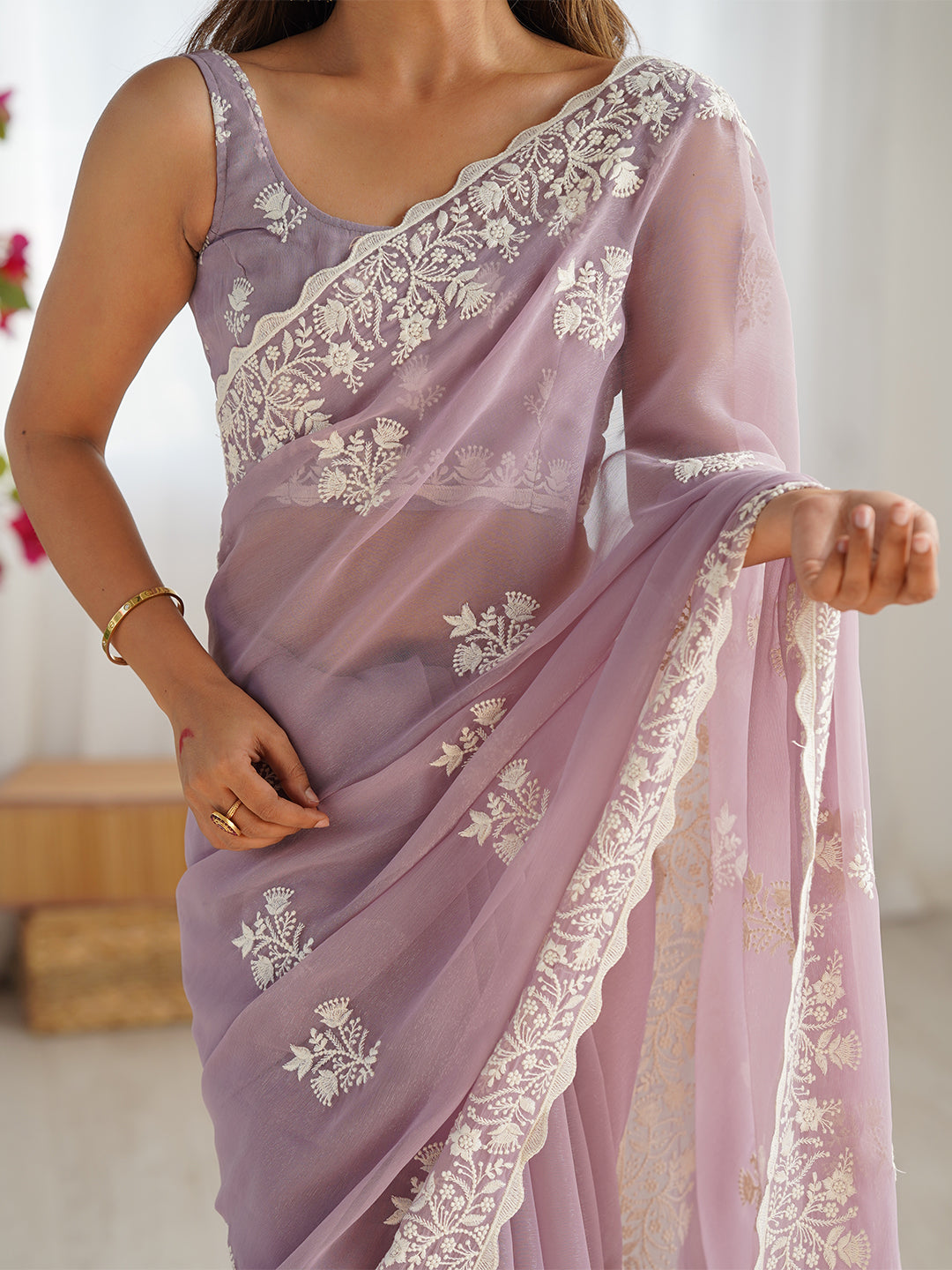 Women's Shimmer Silk Saree With Unstitched Blouse Piece