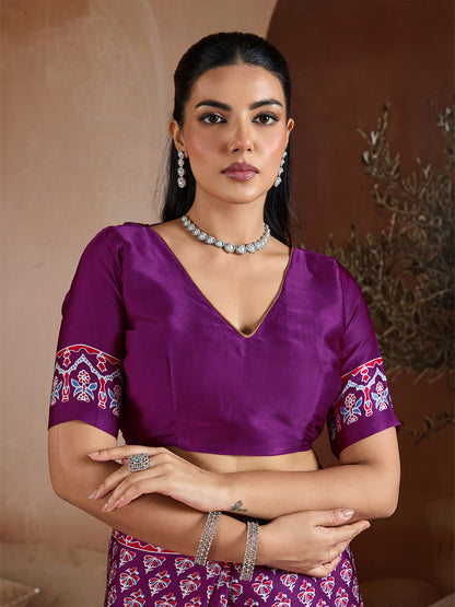 Women's Satin Georgette Saree With Unstitched Blouse Piece